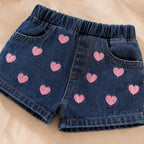 Rosie Pink Hearts Denim Co-ord Set for Girls | Heart Print Outfit