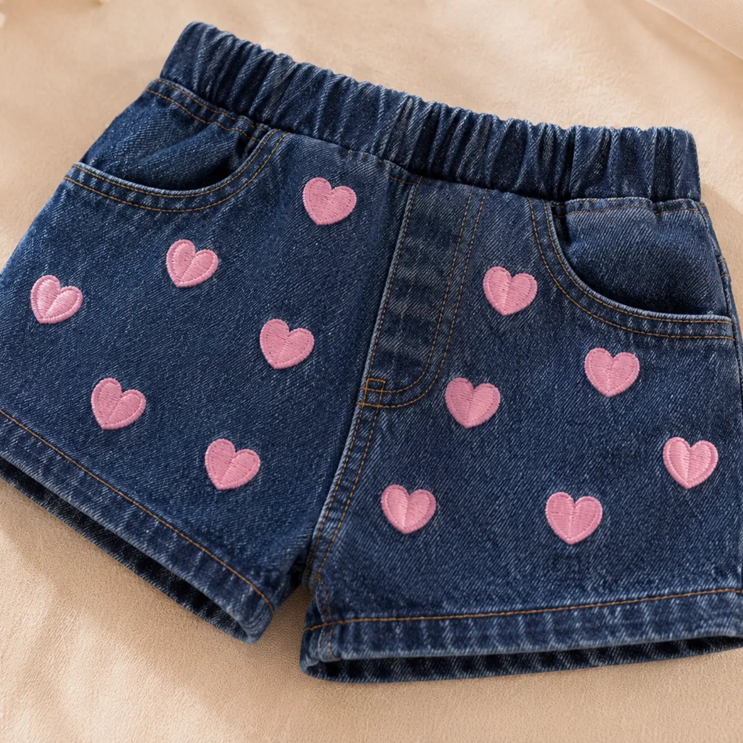 Rosie Hearts Denim Co-ord Set for Girls | Minilova