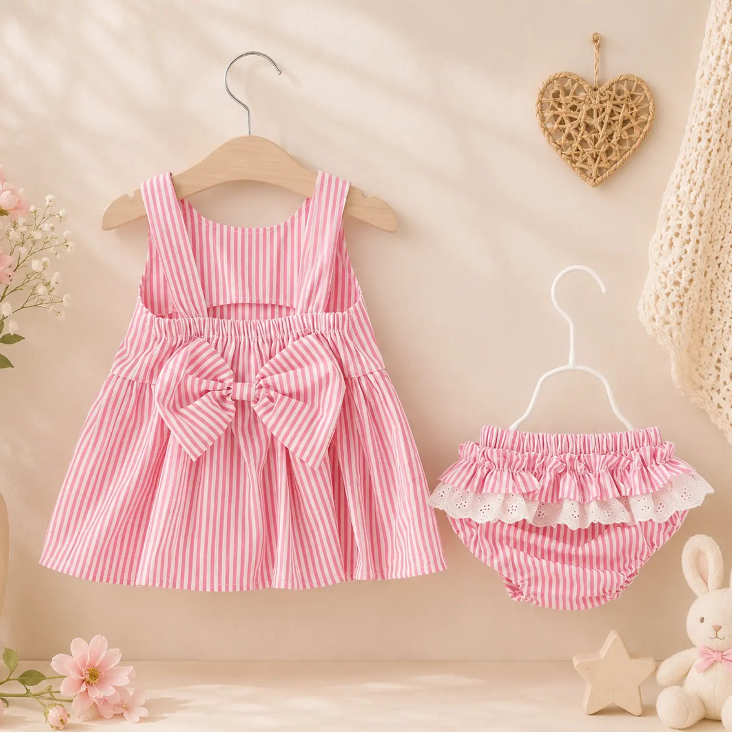 Candy Stripe Baby Girl Summer Dress with Bloomers | Minilova