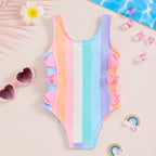 Pastel Rainbow Ruffle Swimsuit | Minilova