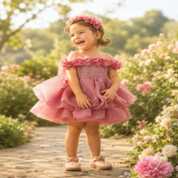 Blush Petal Princess Dress for Girls | Minilova