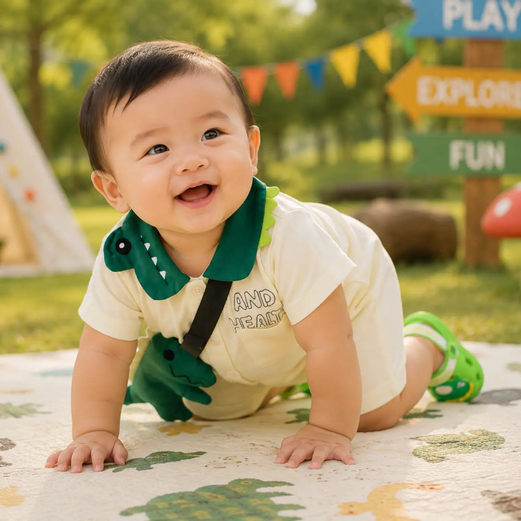 Dino Buddy Baby Boy Romper Set with Sling Bag | Minilova