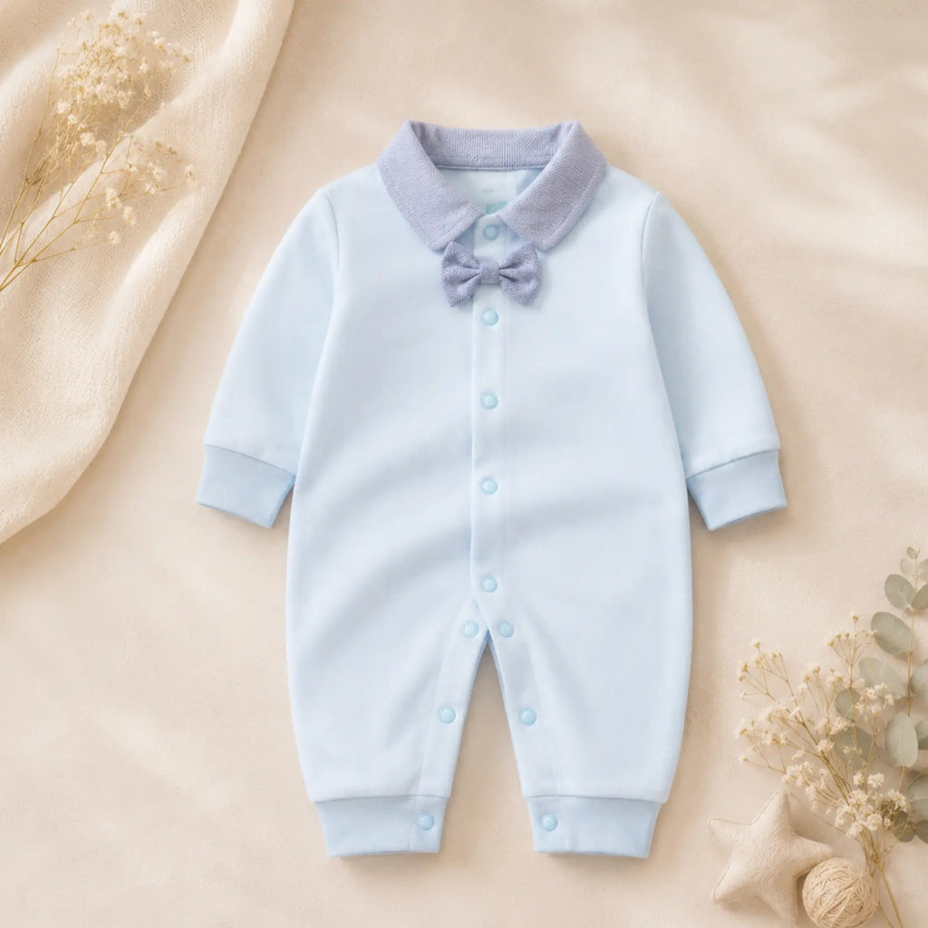 Blue Gentleman Bow Romper | Minilova