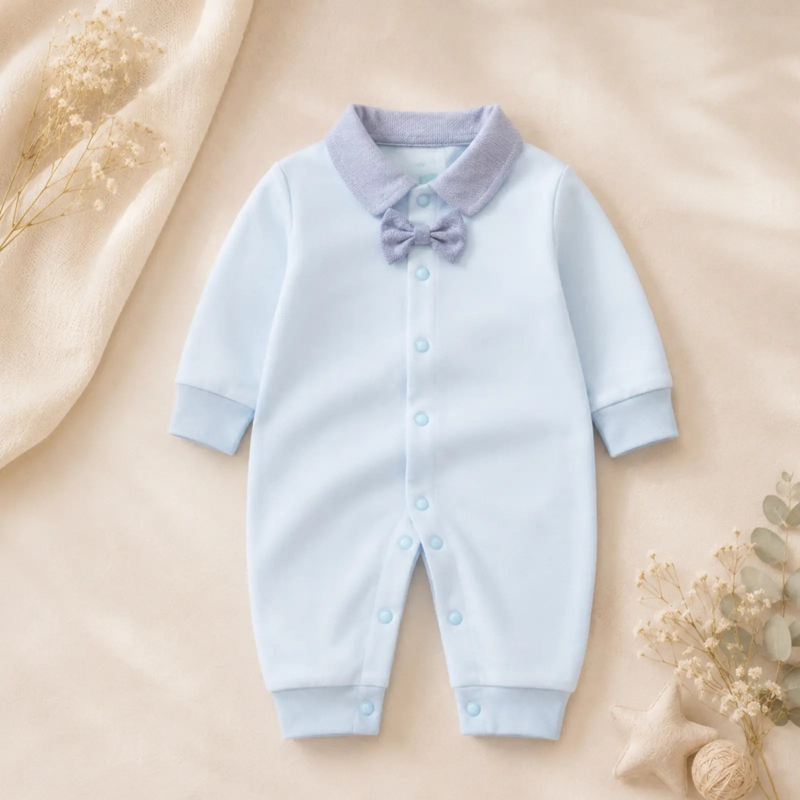 Blue Gentleman Bow Romper | Minilova