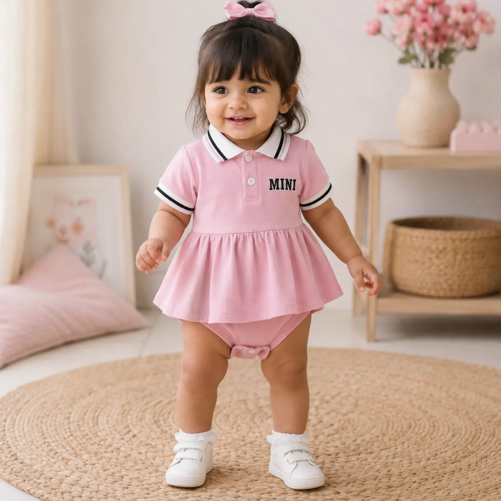 Mini Polo Peplum Romper for Girls | Cotton Blend Outfit