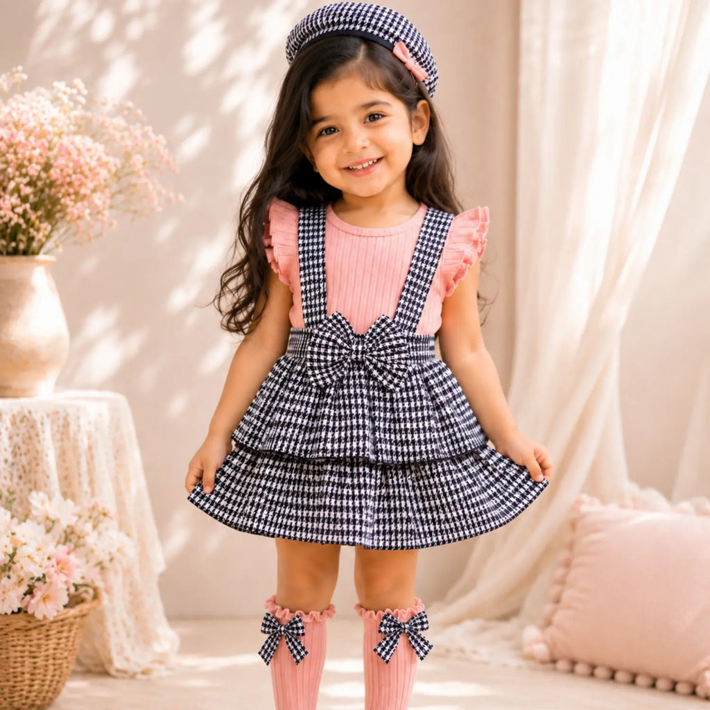 Checkered Bow Boutique Dress Set for Girls | Minilova