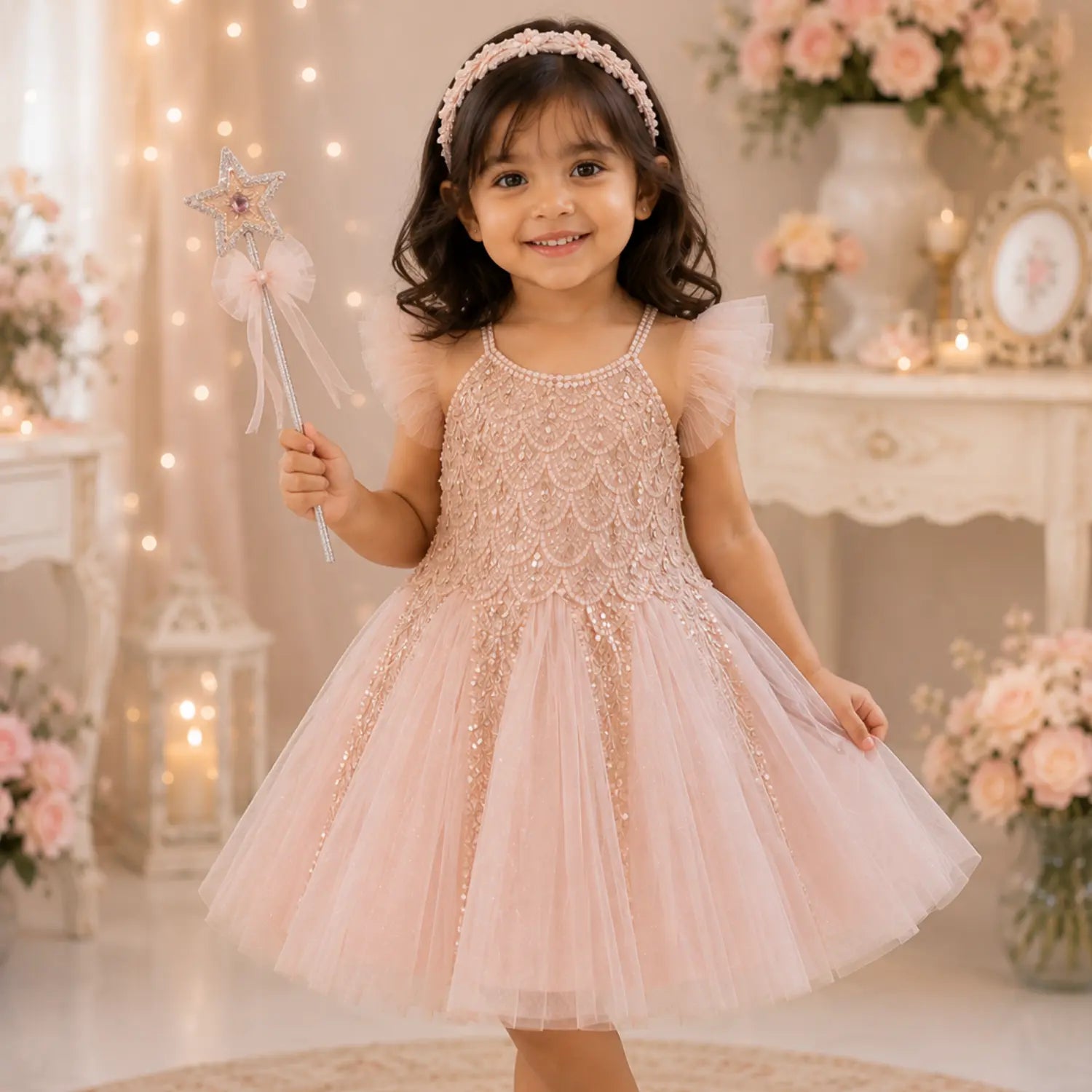 Blush Shimmer Princess Gown | Minilova