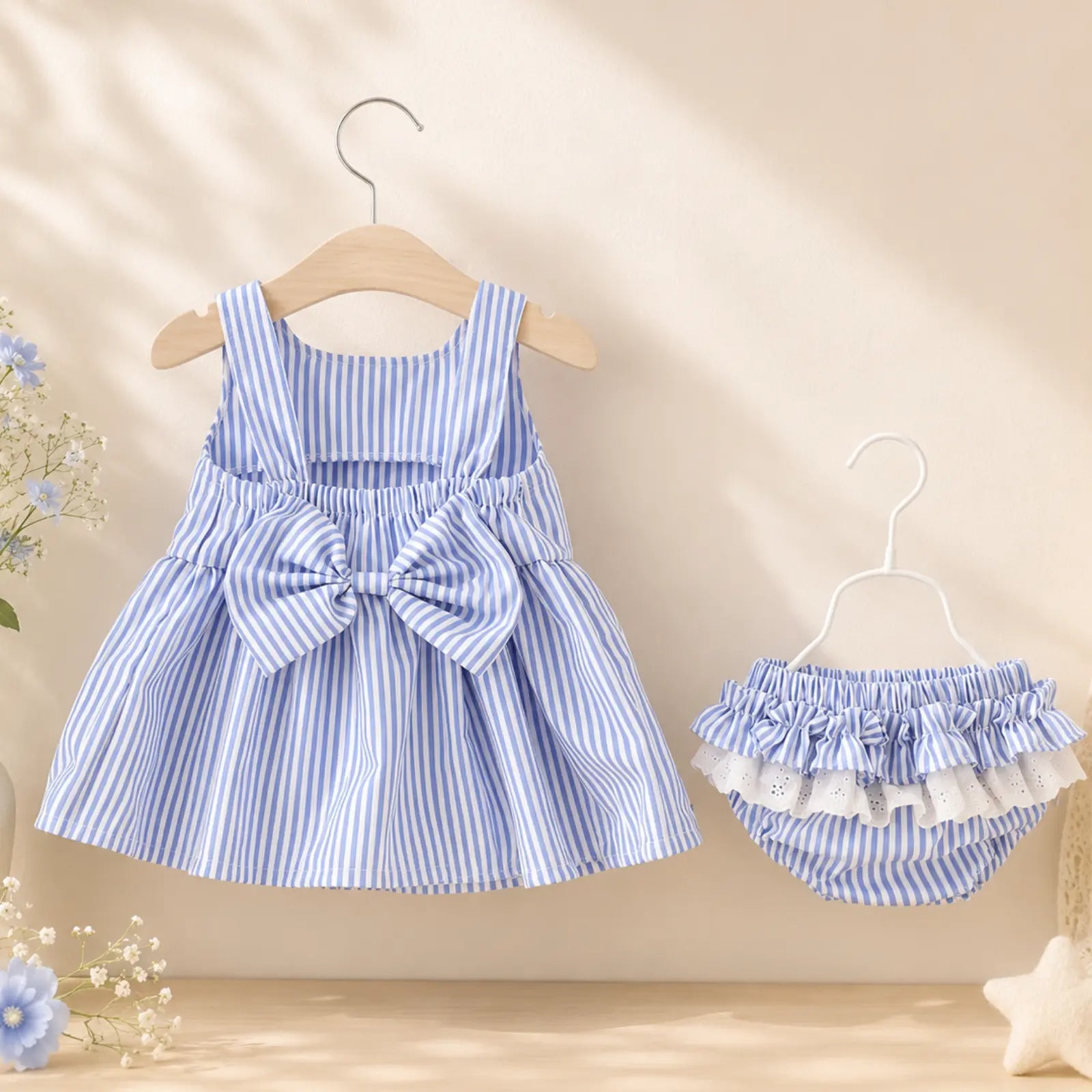 Candy Stripe Baby Girl Summer Dress with Bloomers | Minilova