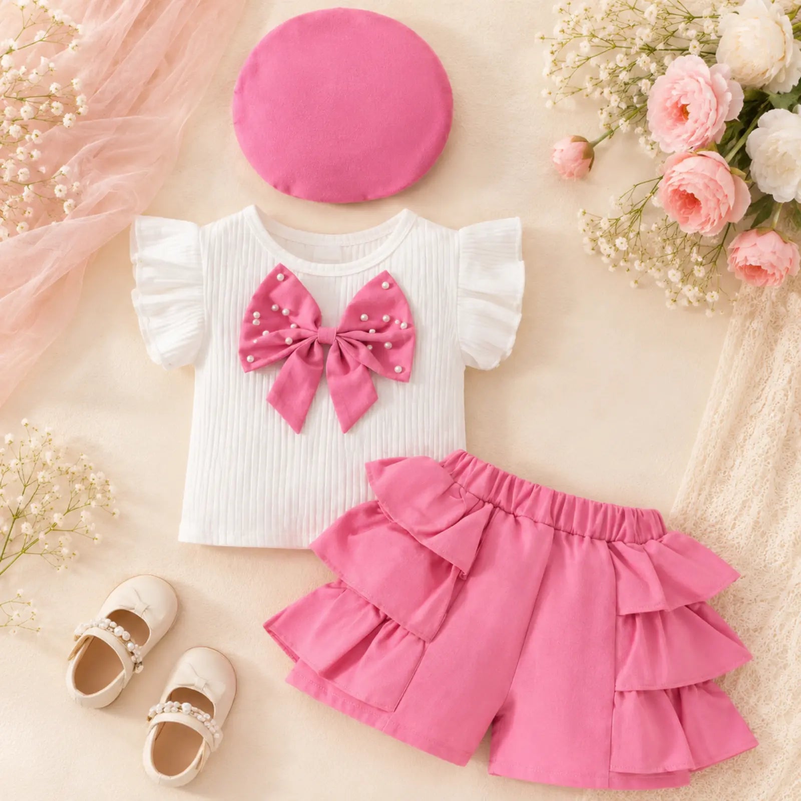 Rosette Bow Skort Co-ord Set for Girls | Minilova