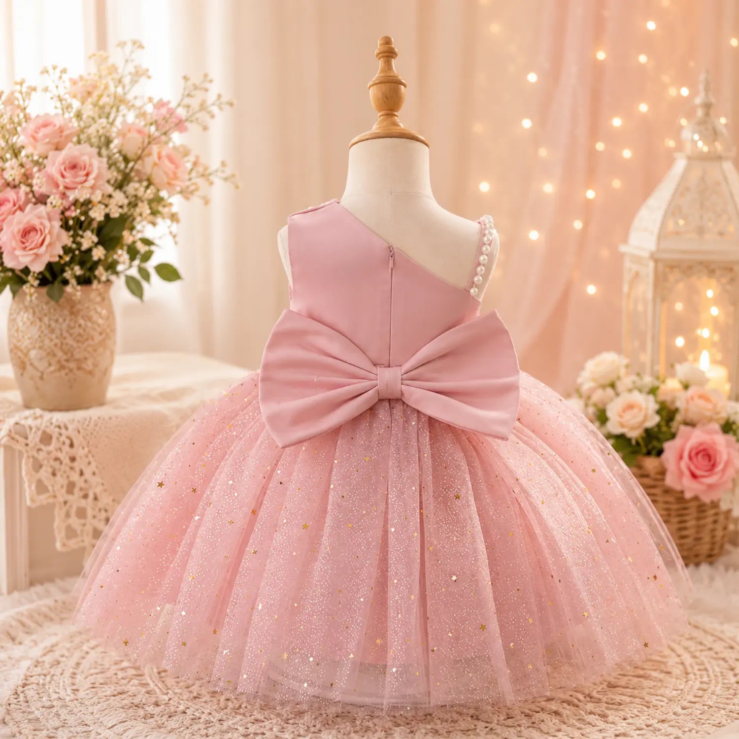 Blush Stardust One-Shoulder Party Dress for Girls | Minilova