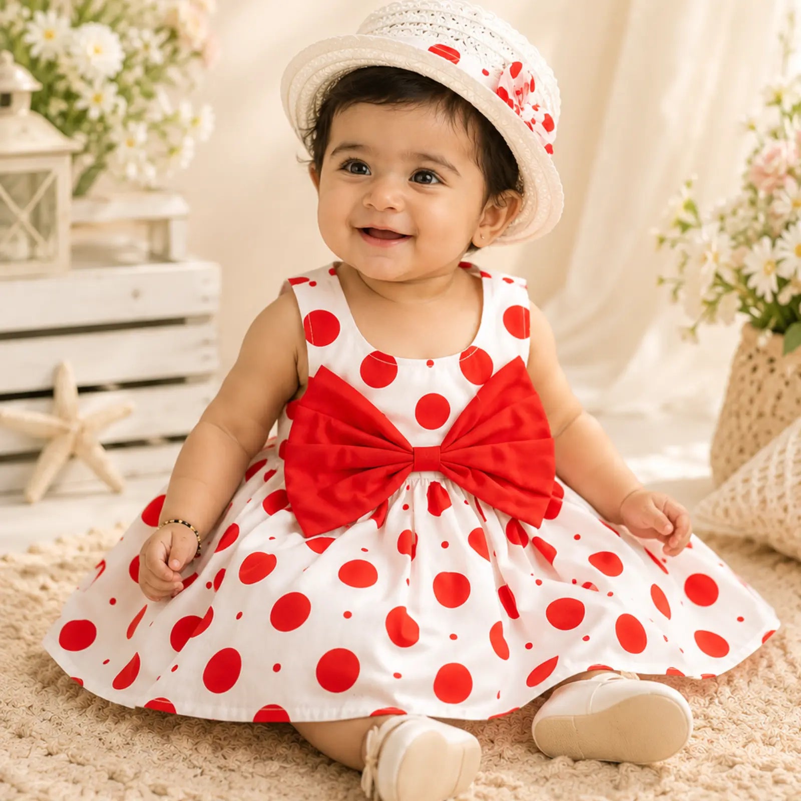 Cherry Pop Baby Girl Summer Dress with Hat | Minilova