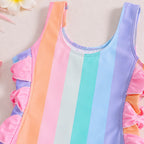 Pastel Rainbow Ruffle Swimsuit | Minilova