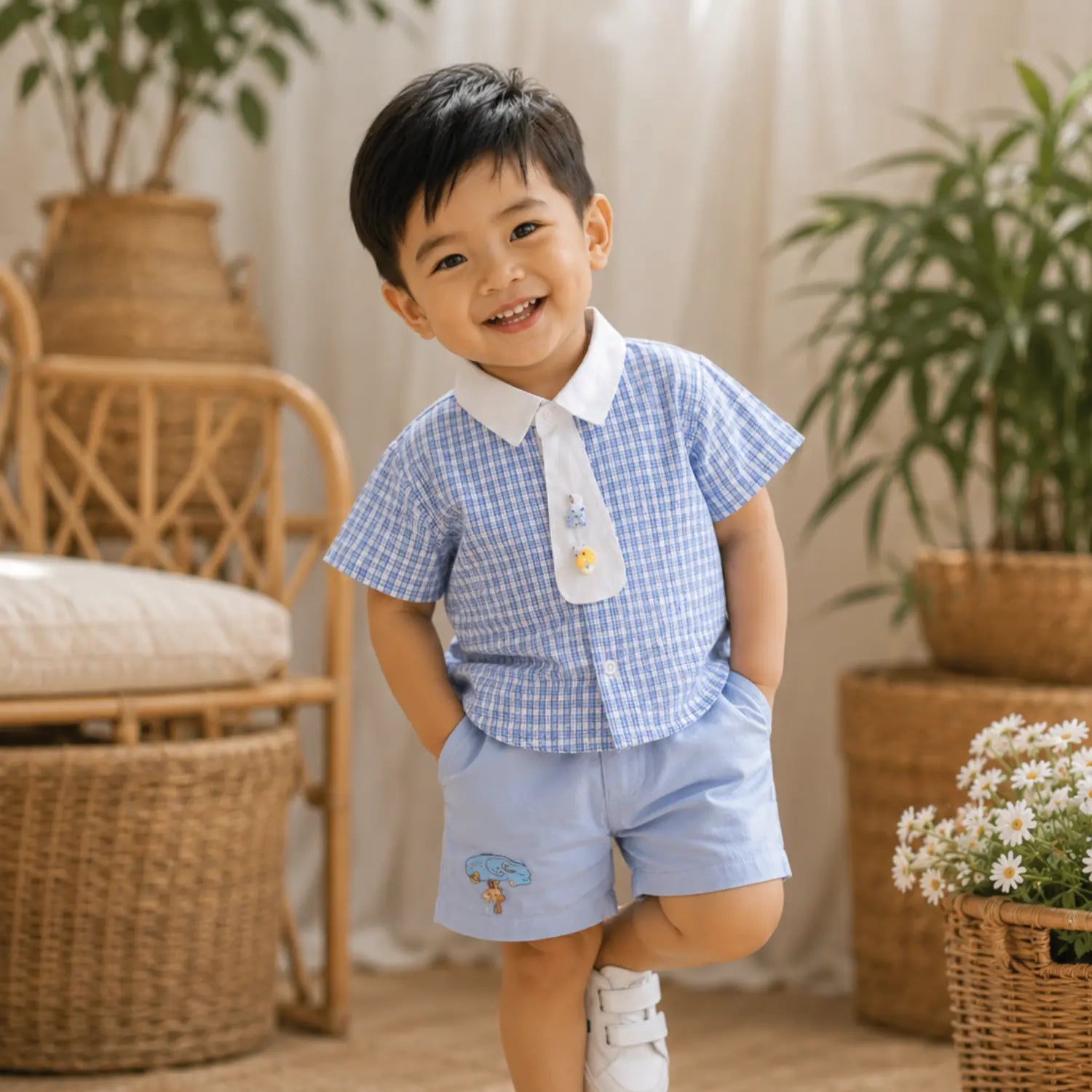 Bluebell Check Summer Set | Minilova