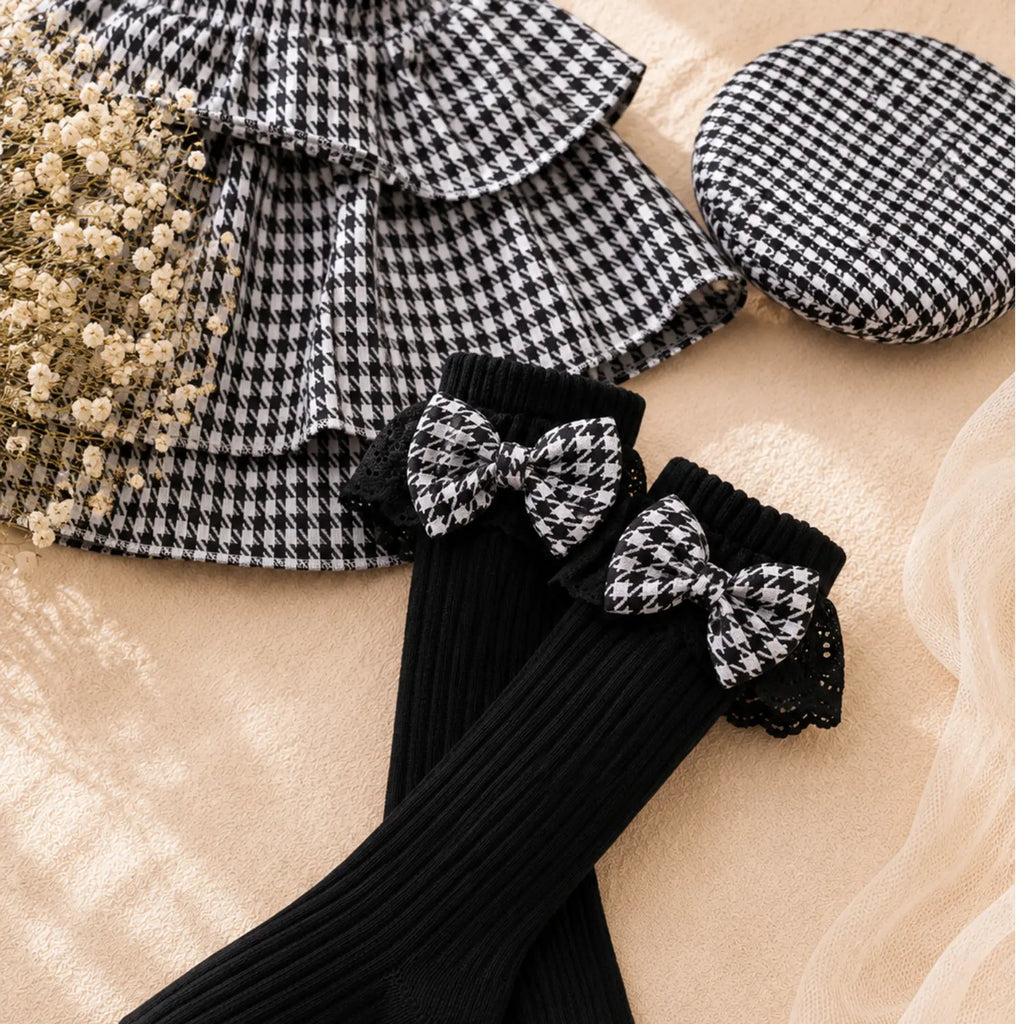 Checkered Bow Boutique Dress Set for Girls | Minilova