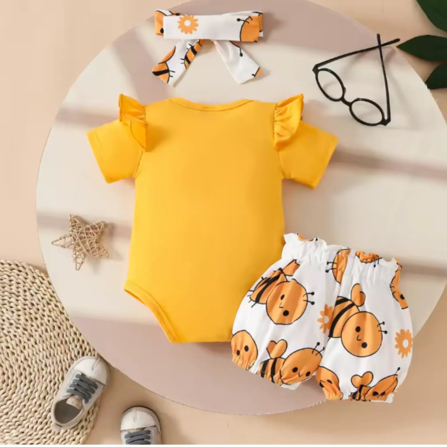 Sweet As Can Bee Baby Girl Shorts Set | Minilova