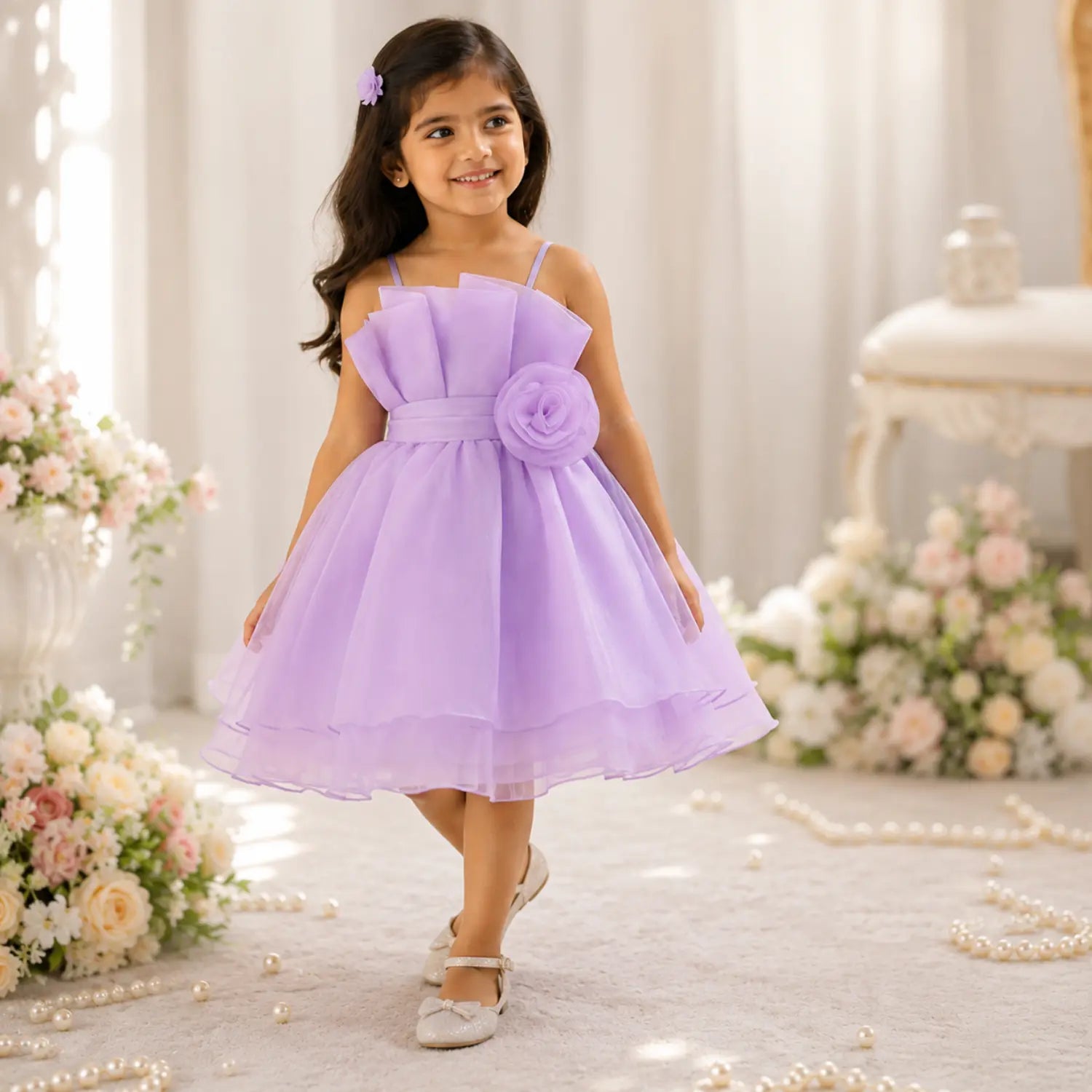 Lilac Bloom Party Dress for Girls | Minilova