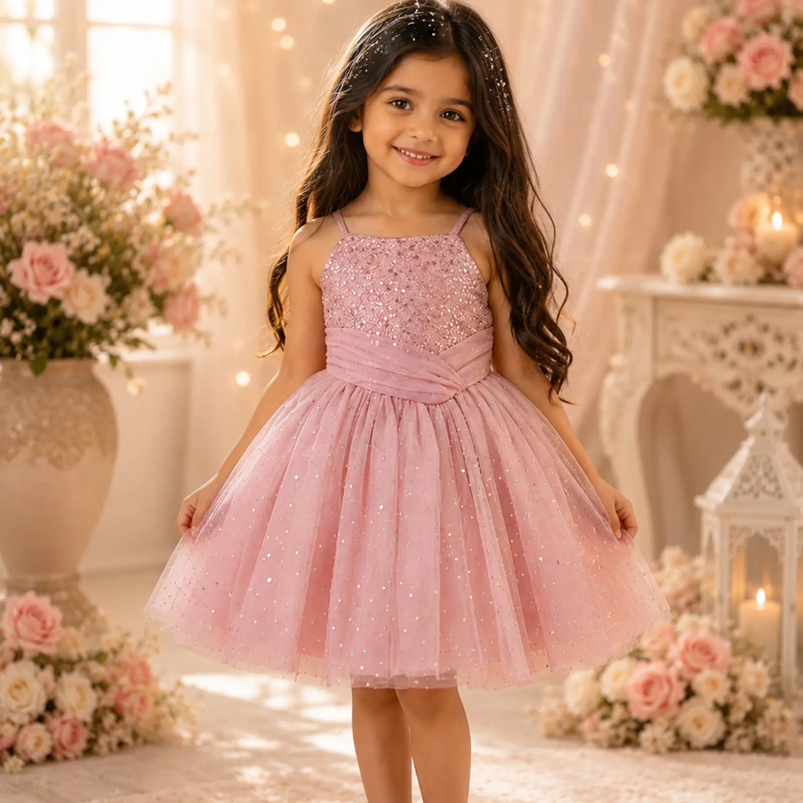 Blush Sparkle Princess Party Dress for Girls | Minilova