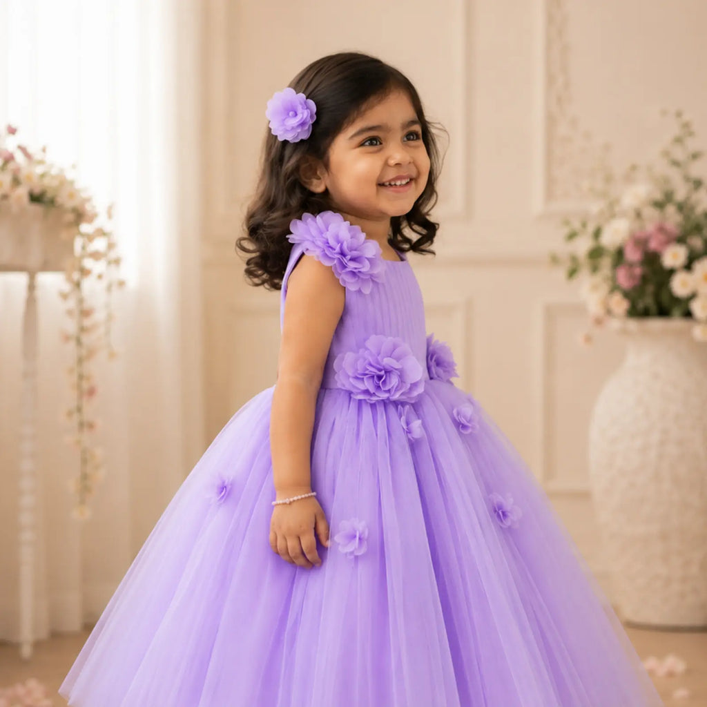 Lavender Bloom Princess Dress for Girls | Minilova
