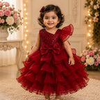 Royale Enchanted Princess Gown for Girls – Red Ruffle Birthday Gown