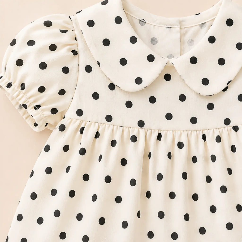 Polka Dot Denim Bow Outfit for Girls | Top & Denim Shorts
