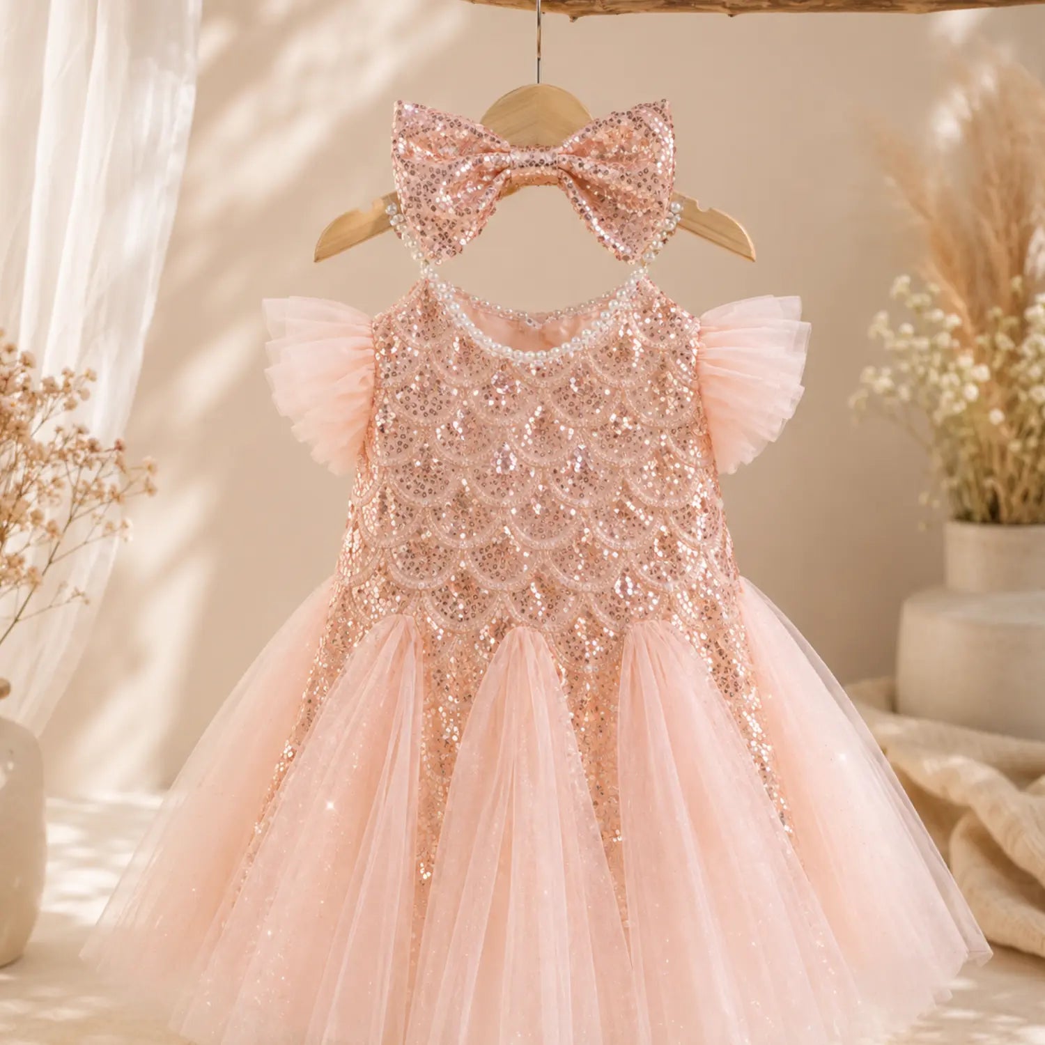 Blush Shimmer Princess Gown | Minilova