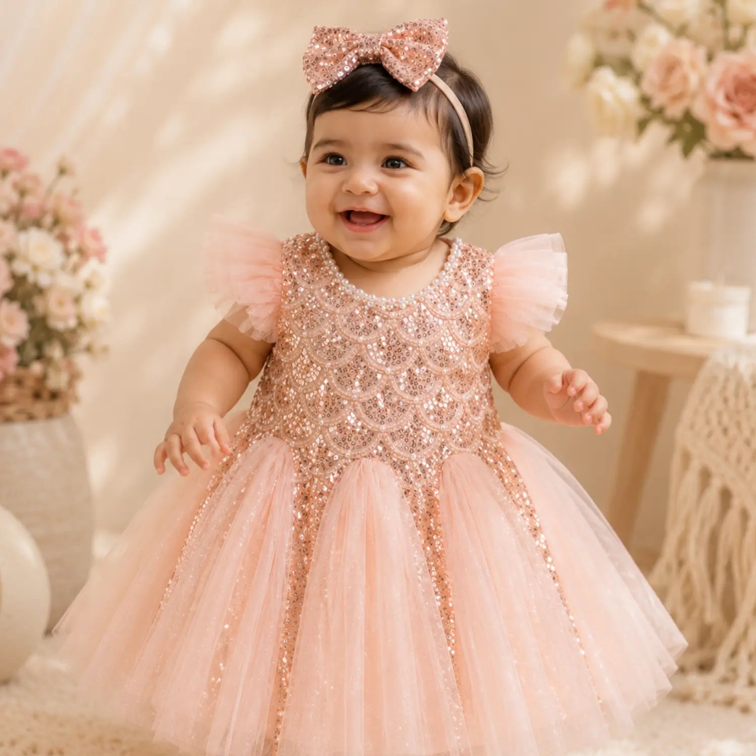 Blush Shimmer Princess Gown | Minilova