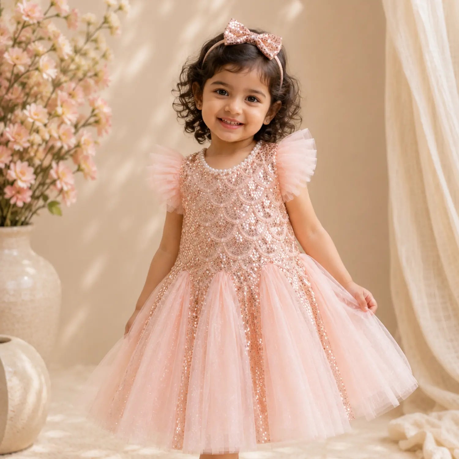 Blush Shimmer Princess Gown | Minilova