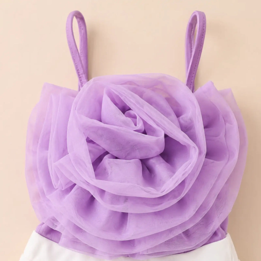 Flower Bloom Girls Top & Skirt Set with Sling Bag | Minilova