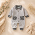 Classic Grey Gentleman Knit Romper | Minilova