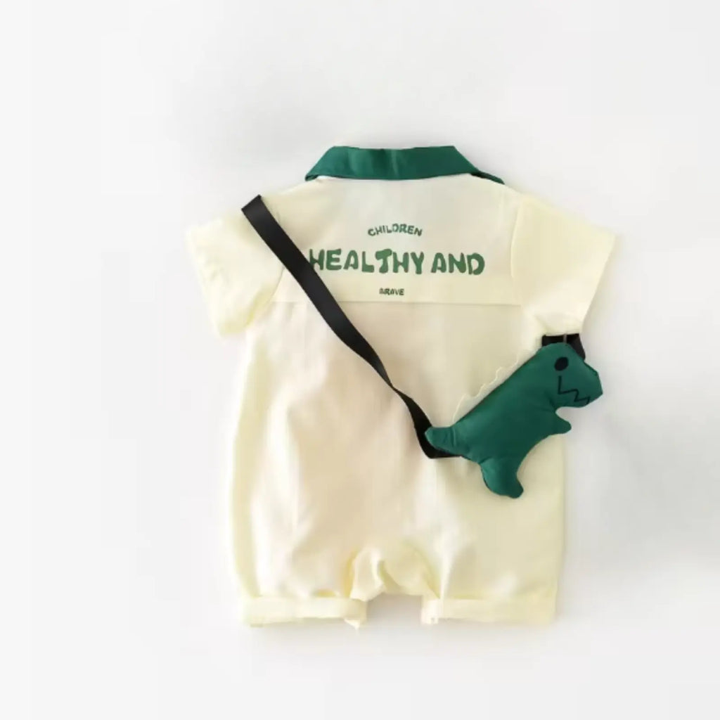 Dino Buddy Baby Boy Romper Set with Sling Bag | Minilova