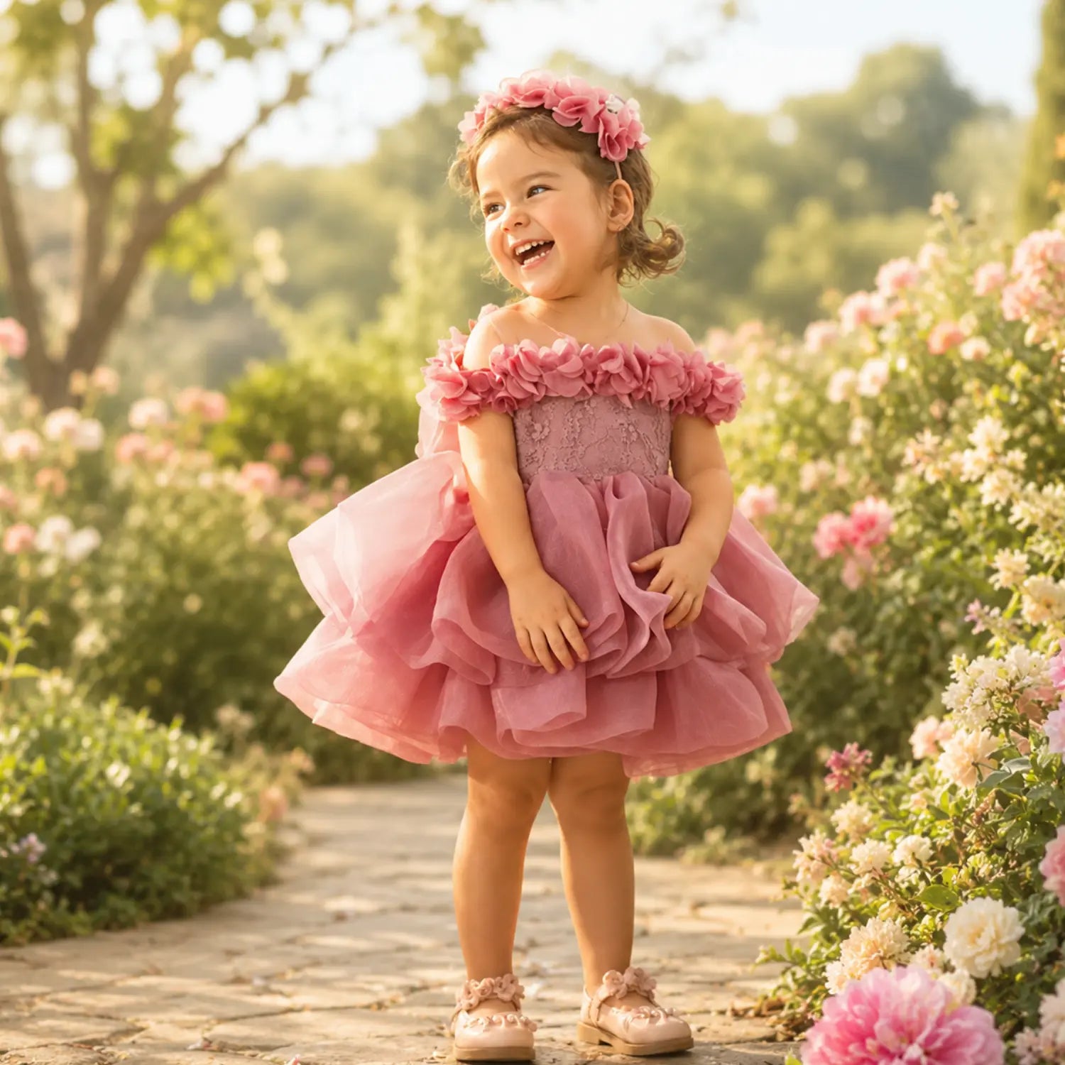 Blush Petal Princess Dress for Girls | Minilova