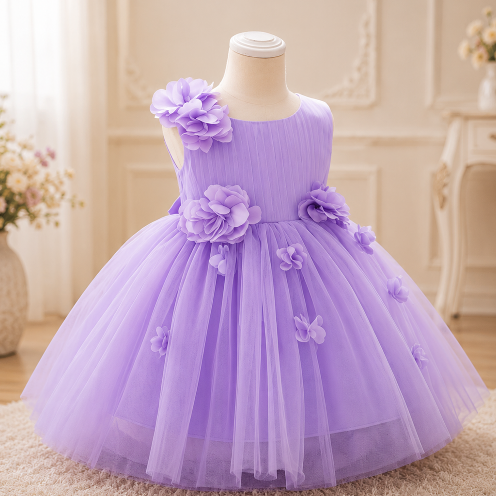 Lavender Bloom Princess Dress for Girls | Minilova