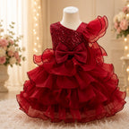 Royale Enchanted Princess Gown for Girls – Red Ruffle Birthday Gown