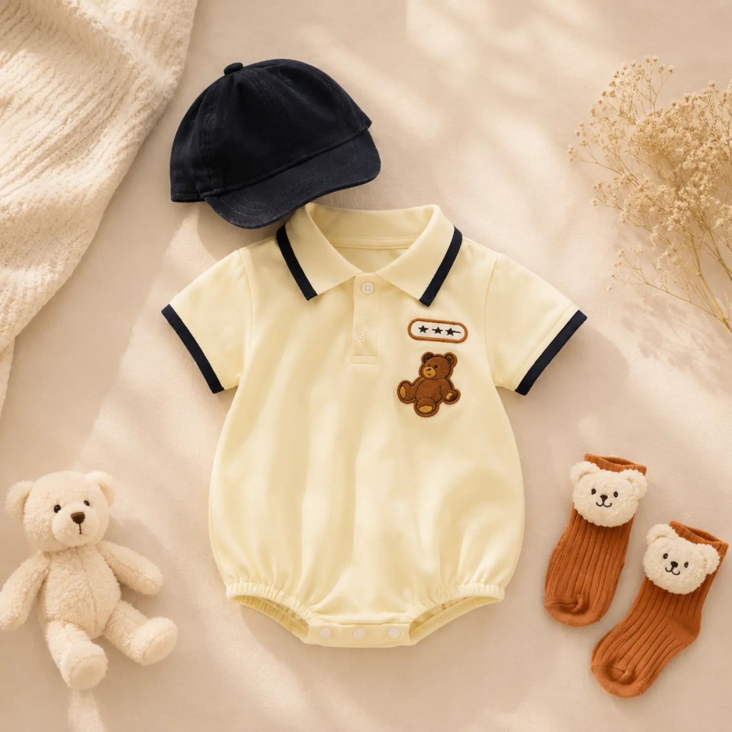 Little Teddy Polo Romper Set | Minilova