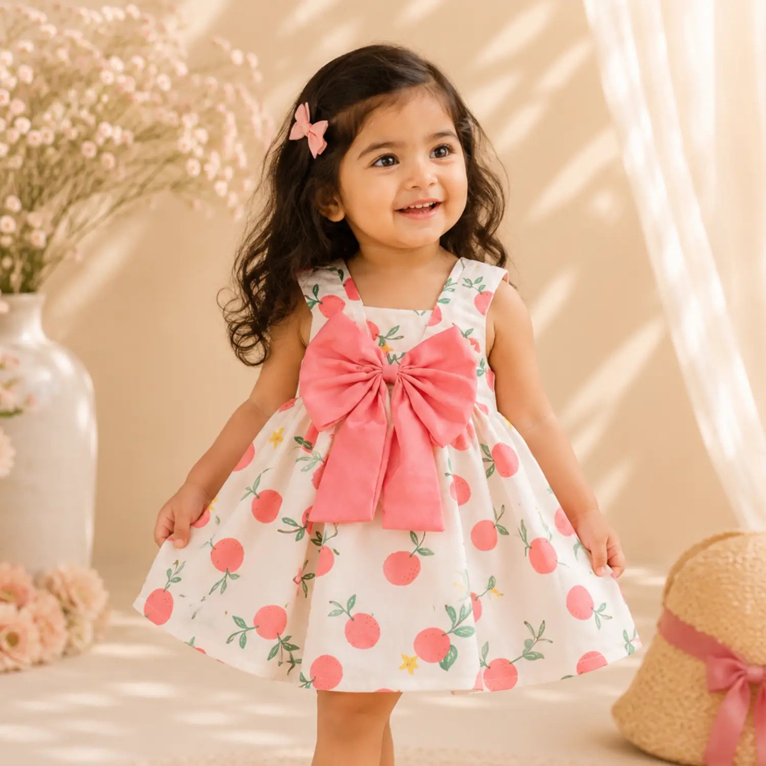 Peach Blossom Bow Dress | Minilova