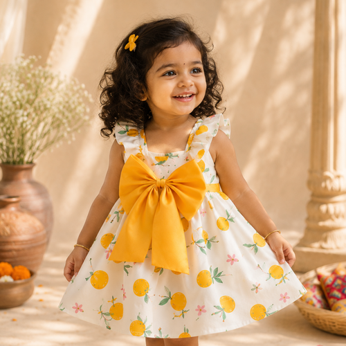Sunshine Citrus Bow Dress | Minilova
