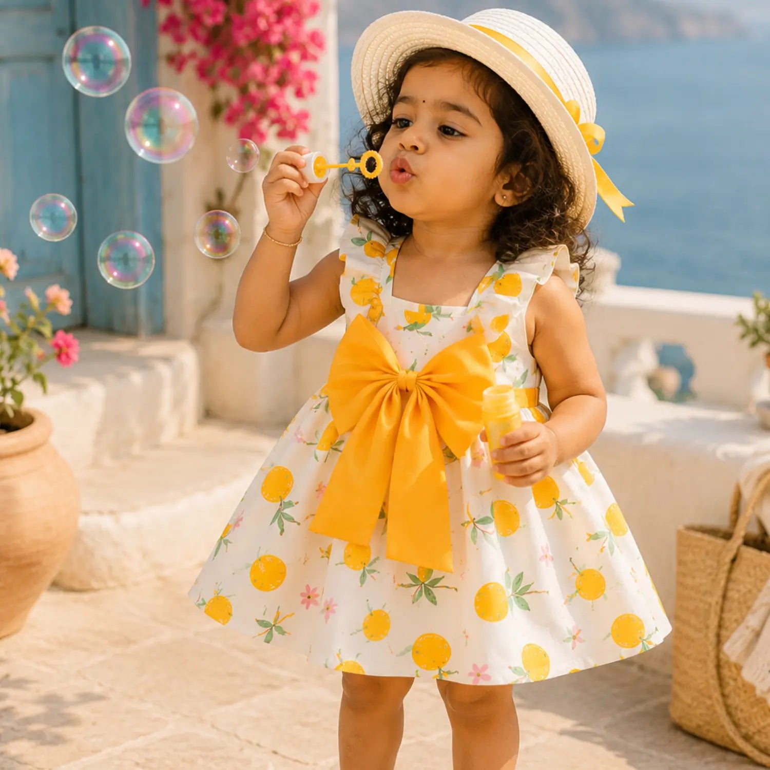 Sunshine Citrus Bow Dress | Minilova