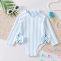 Seaside Stripes Swim Romper for Girls | Blue & White Swimsuit