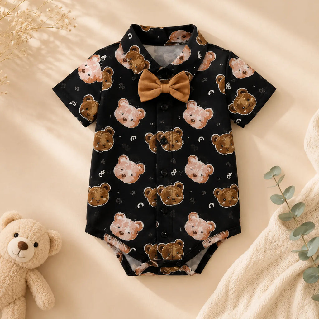 Little Teddy Polo Bubble Romper Set | Minilova