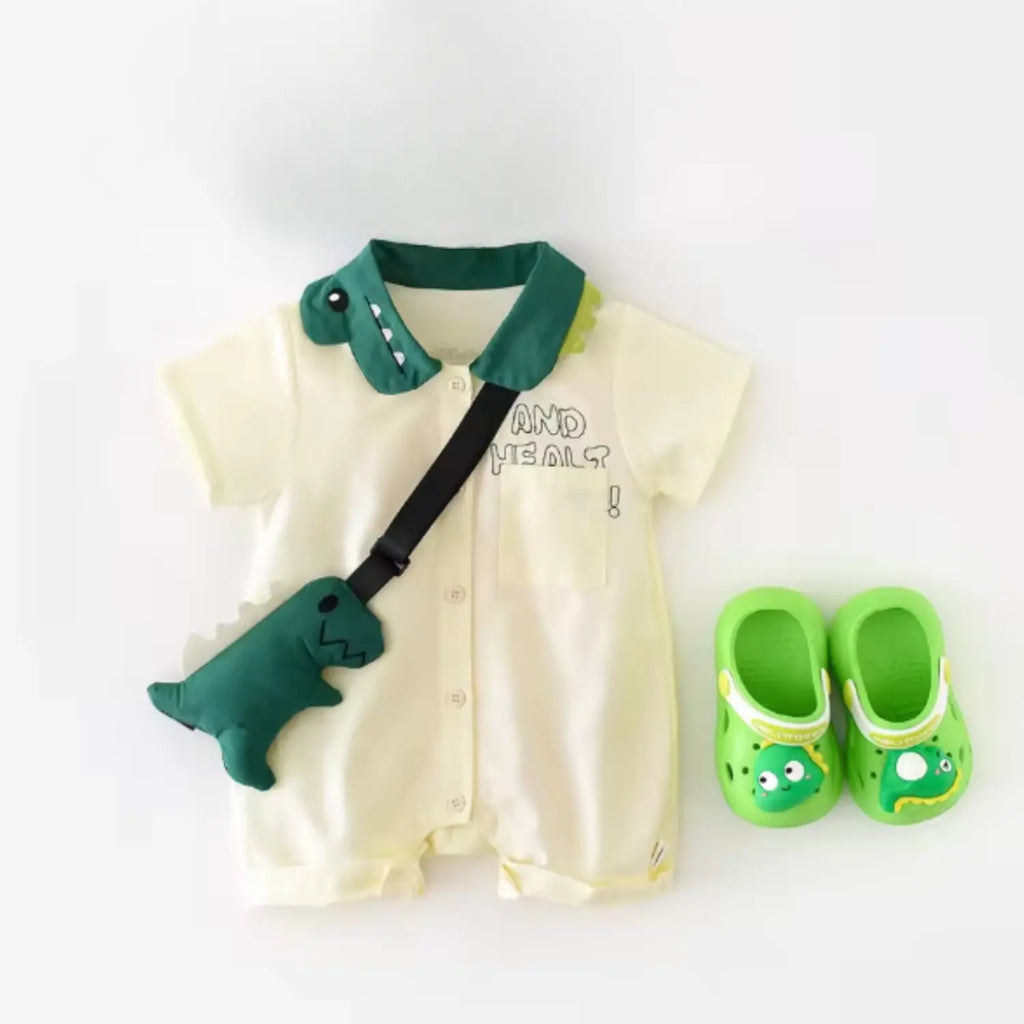 Dino Buddy Baby Boy Romper Set with Sling Bag | Minilova