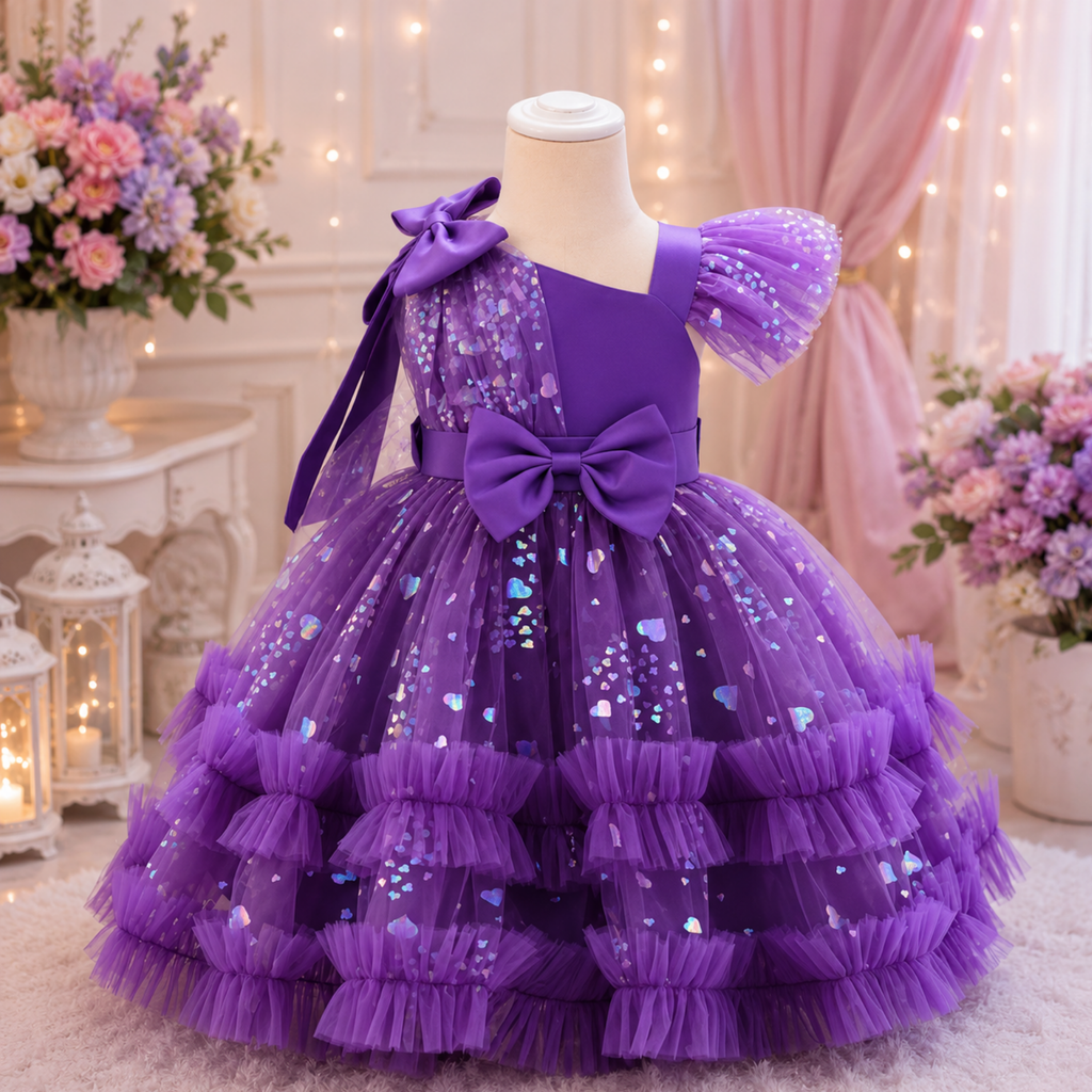 Royal Amethyst Sparkle Gown for Girls | Minilova