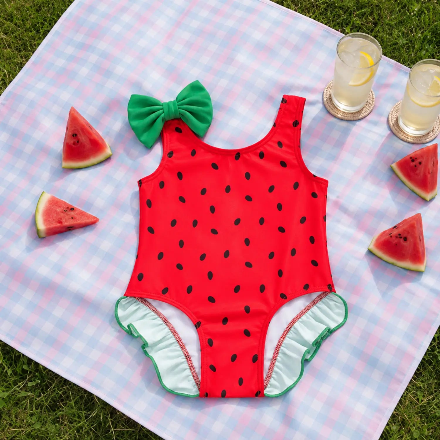 Watermelon Splash Bow Swimsuit | Minilova
