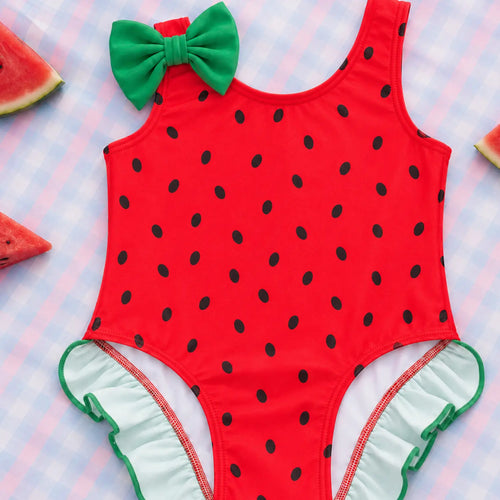Watermelon Splash Bow Swimsuit | Minilova