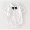 Elegant Baby Boy/Toddler White Shirt Romper with Navy Bow Tie | Minilova