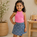 Berry Pop Denim Set for Baby Girls | Denim Skort Outfit