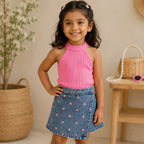 Berry Pop Denim Set for Baby Girls | Denim Skort Outfit
