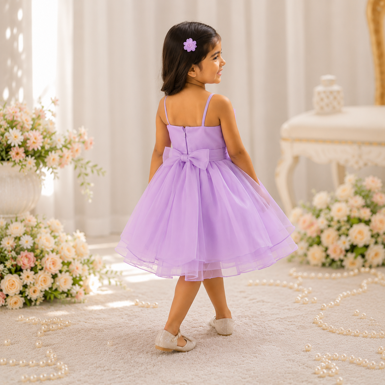 Lilac Bloom Party Dress for Girls | Minilova