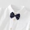 Elegant Baby Boy/Toddler White Shirt Romper with Navy Bow Tie | Minilova