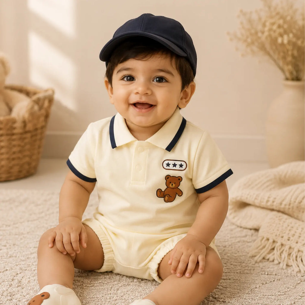 Little Teddy Polo Romper Set | Minilova