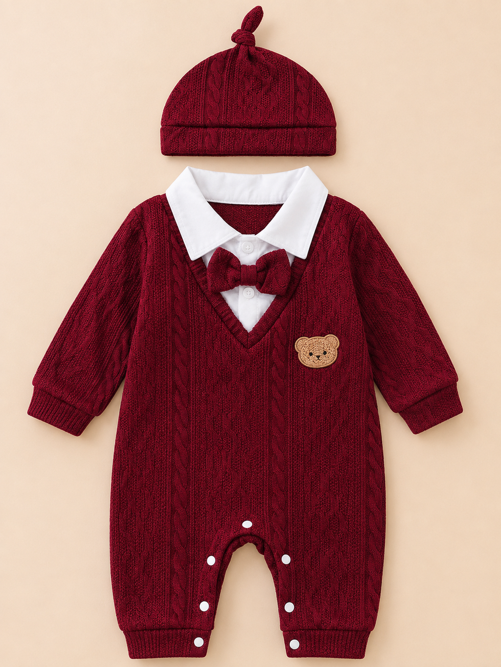 Little Gentleman Crimson Suit Romper | Minilova